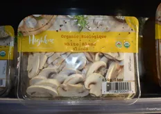 Mushrooms in transparent packaging, something that's unique in North America. 